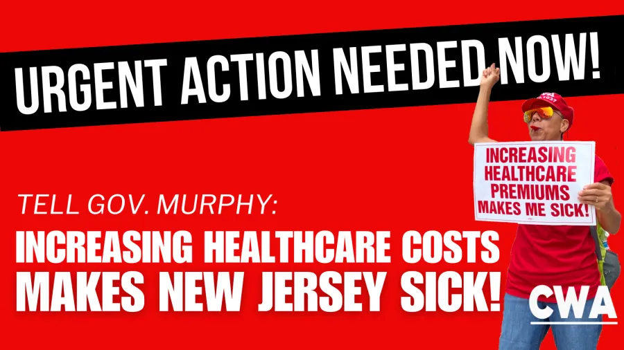 Graphic saying Increasing Healthcare Costs Makes NJ Sick