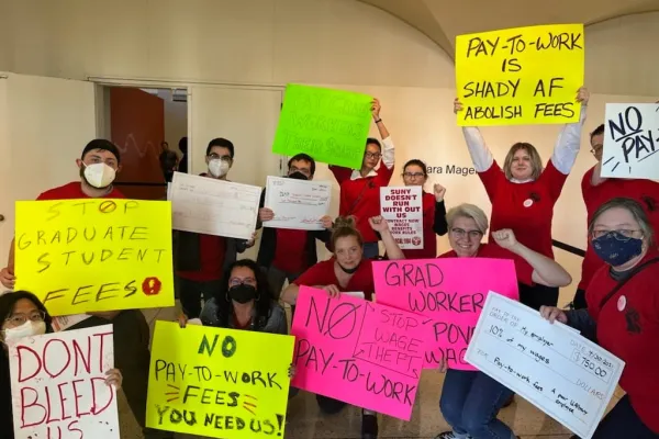 CWA Local 1104 GSEU members rally to end mandatory fees