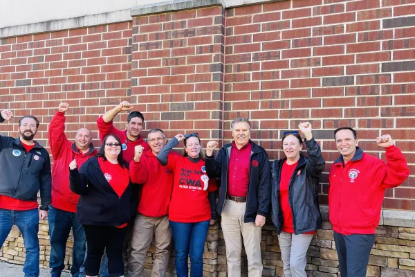 Group photo of CWA District 1 members in Poughkeepsie for speech from President Biden