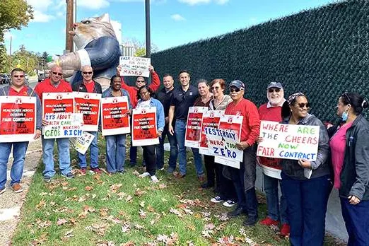 CWA Local 1103 Montefiore Nyack Hospital workers rallying for a fair contract