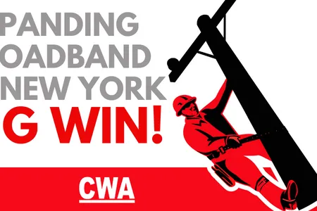 Graphic with "Expanding Broadband in New York Big Win!"