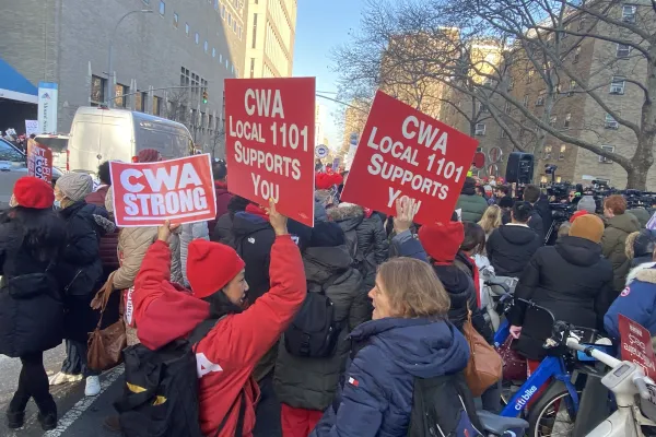 CWA Local 1101 and District 1 members rally with NYSNA members