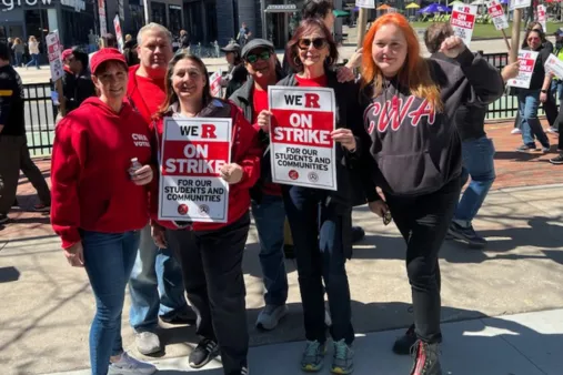CWA members on the picket lines at Rutgers University
