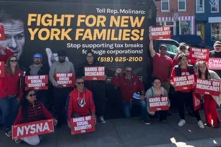 CWA Local 1120 rallying to protect social security in Hudson, NY