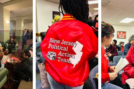 CWA District 1 members in New Jersey lobbying for pro-worker legislation and a pro-worker state budget