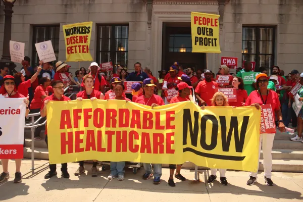 Photo of CWA rally for affordable healthcare