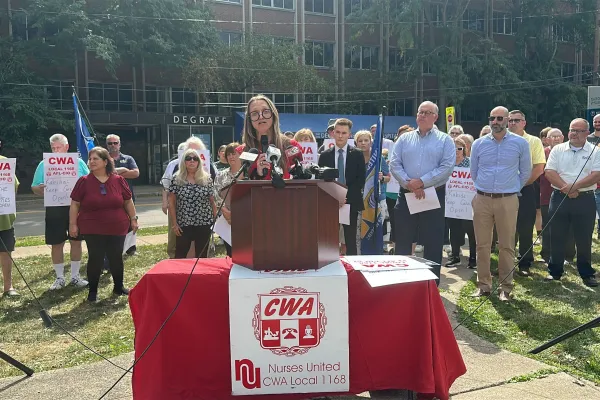 CWA Local 1168 press conference fighting Kaleida Health closures