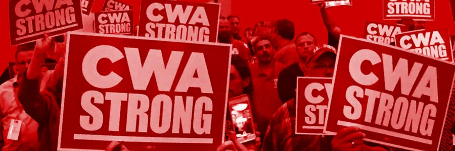 CWA Strong signs in red