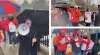 Collage of pictures from CWA Local 1168 rally for Orchard Park Vet worker