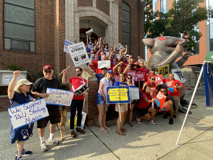 CWA at RWJ nurses picket line