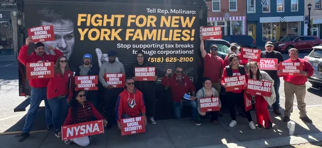 CWA Local 1120 rallying to protect social security in Hudson, NY