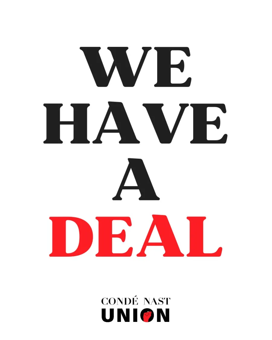 Graphic by Conde Nast Union saying "We have a deal"