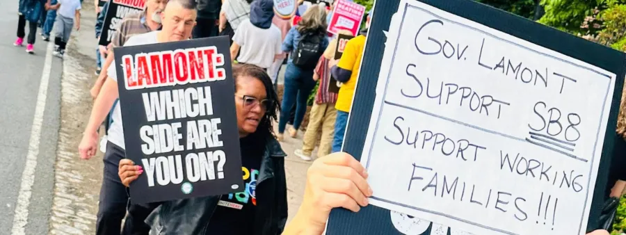 Rally against Governor Lamont's veto of SB8