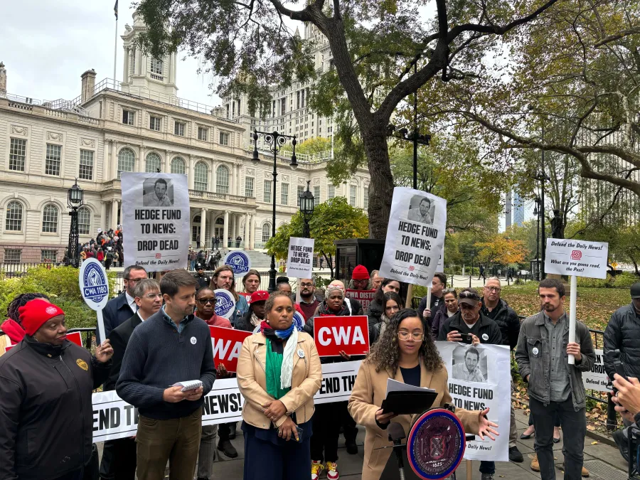 NewsGuild NY rally at NYC City Council