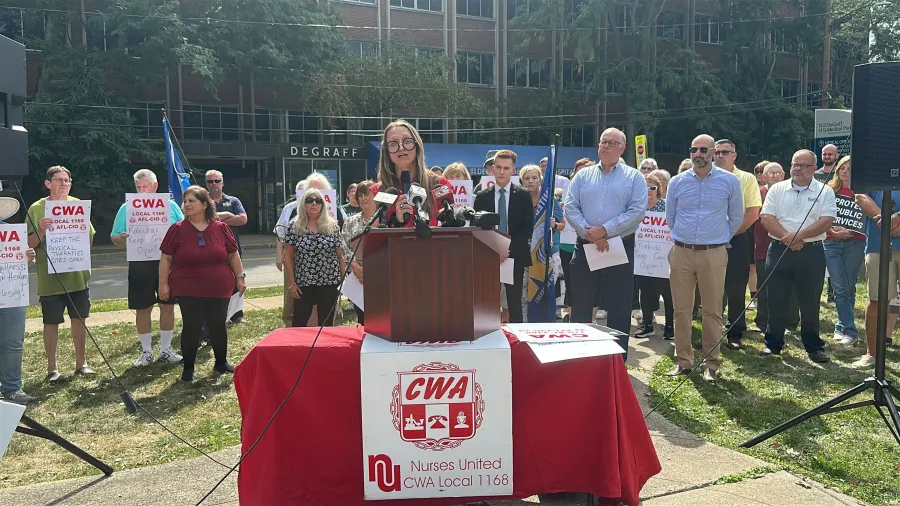 CWA Local 1168 press conference fighting Kaleida Health closures