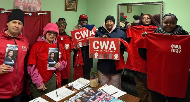 CWA campaigning for Analilia Mejia