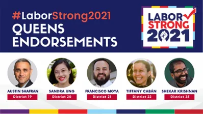 Labor Strong 2021 Endorsements: Queens 1