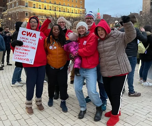 CWA members in Buffalo supporting Starbucks workers