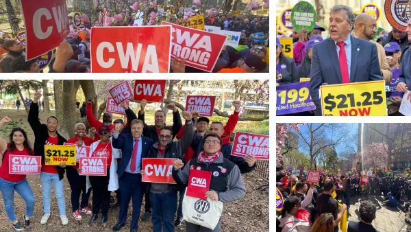 CWA rallying for minimum wage in NYC