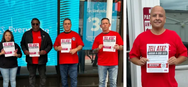 CWA members leafletting at ATT stores