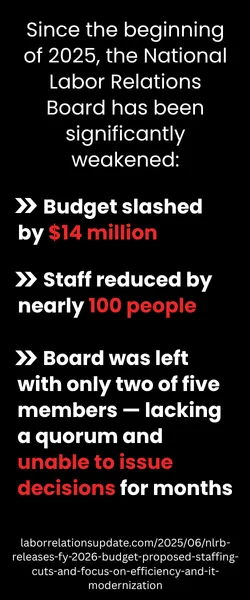 Graphic with text about the weakened NLRB