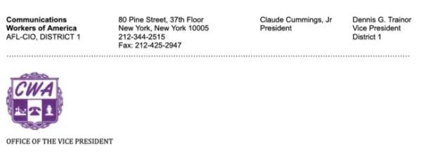 CWA District 1 Letterhead